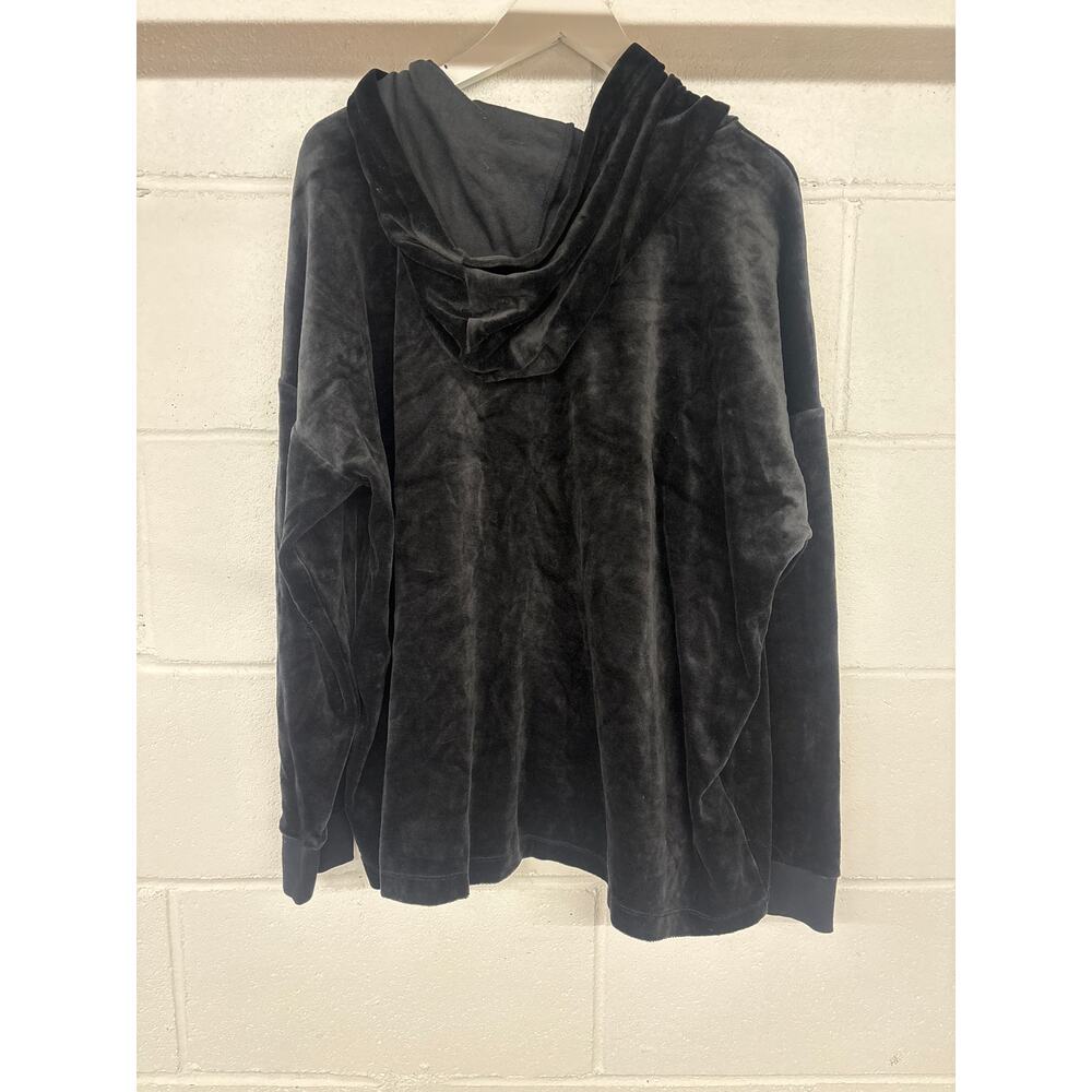 NWOT Eileen Fisher Sz Large Black Cozy Velour Knit Hooded Boxy Pullover Top - Picture 6 of 6